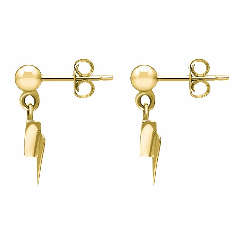 9ct Yellow Gold Whitby Jet Arrowhead Drop Earrings