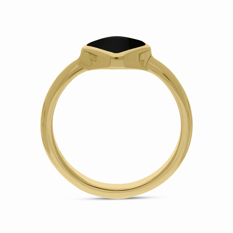 9ct Yellow Gold Whitby Jet Cushion Ring