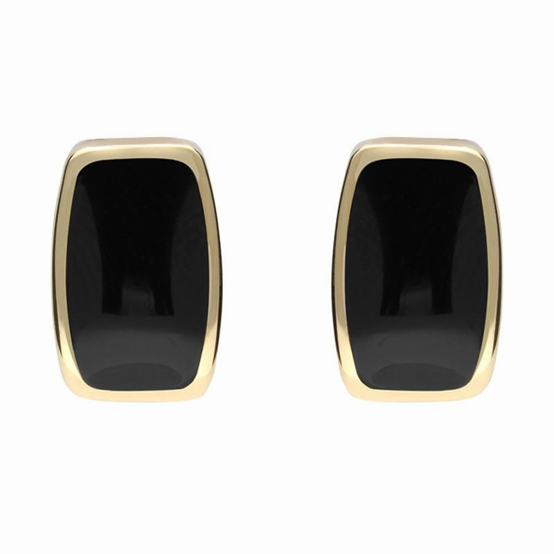 9ct yellow Gold Whitby Jet Dinky Barrel Stud Earrings