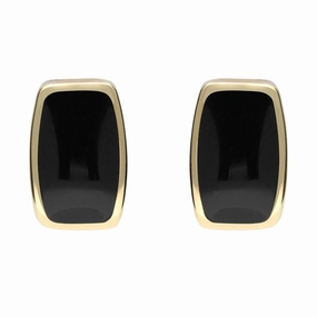 9ct yellow Gold Whitby Jet Dinky Barrel Stud Earrings
