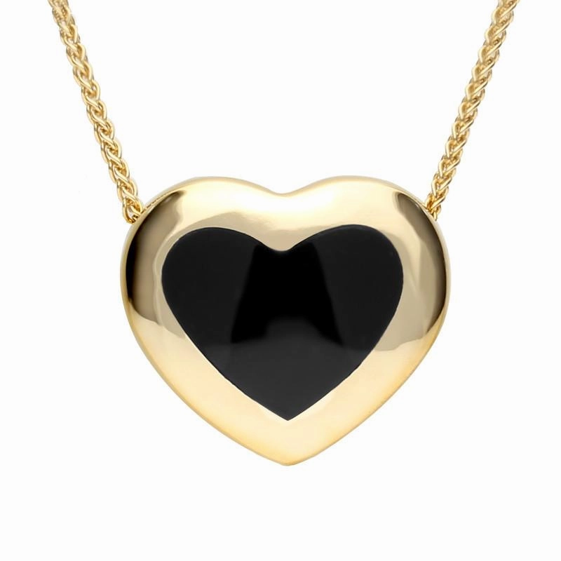 9ct Yellow Gold Whitby Jet Framed Heart Necklace