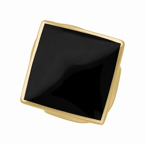 9ct Yellow Gold Whitby Jet Hallmark Medium Rhombus Ring