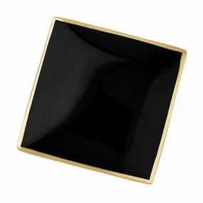9ct Yellow Gold Whitby Jet King's Coronation Hallmark Large Rhombus Ring D
