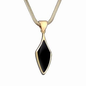 9ct Yellow Gold Whitby Jet Kite Shaped Necklace