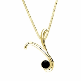 9ct Yellow Gold Whitby Jet Love Letters Initial Y Necklace