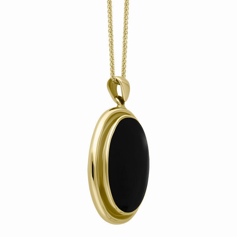 9ct Yellow Gold Whitby Jet Oval Framed Necklace