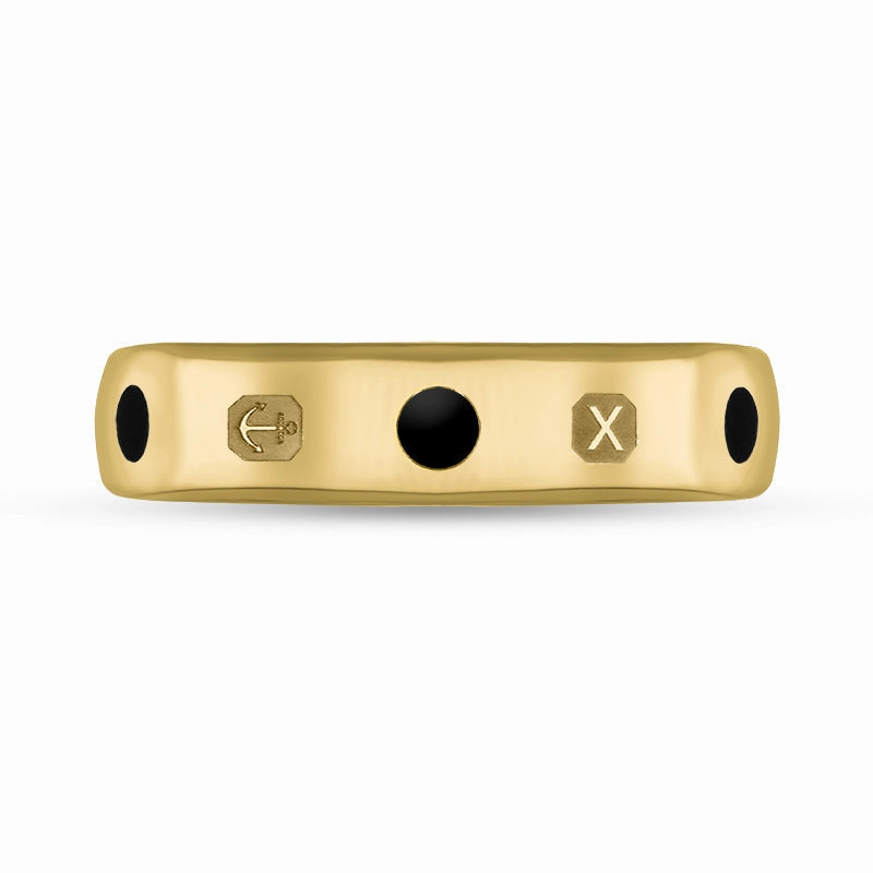 9ct Yellow Gold Whitby Jet Queen's Jubilee Hallmark 5mm Ring D