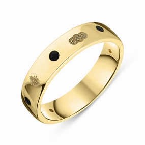 9ct Yellow Gold Whitby Jet Queen's Jubilee Hallmark 5mm Ring D