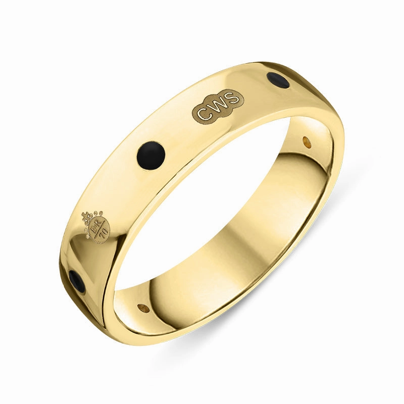 9ct Yellow Gold Whitby Jet Queen's Jubilee Hallmark 5mm Ring D