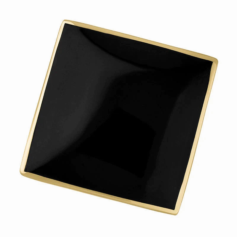 9ct Yellow Gold Whitby Jet Queen's Jubilee Hallmark Large Rhombus Ring D