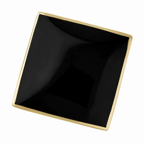 9ct Yellow Gold Whitby Jet Queen's Jubilee Hallmark Large Rhombus Ring D