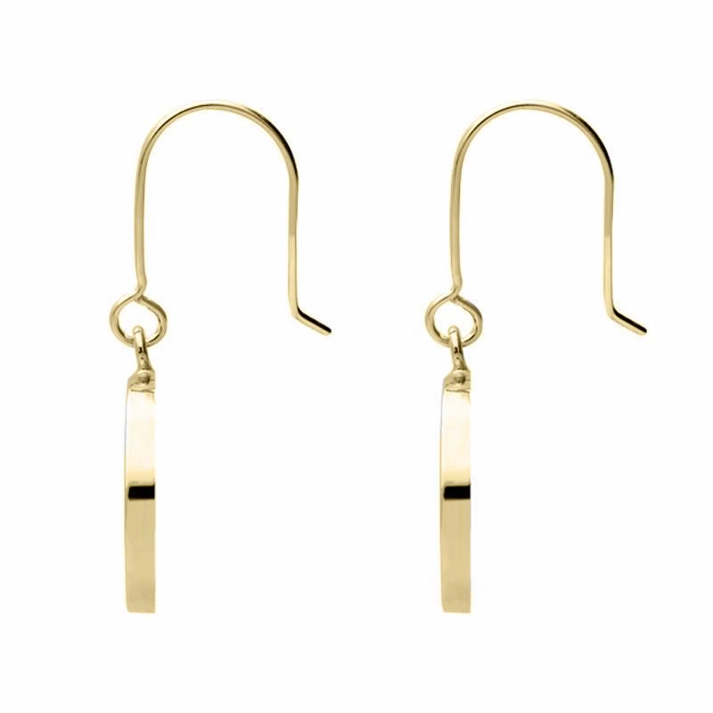 9ct Yellow Gold Whitby Jet Round Tree Drop Earrings