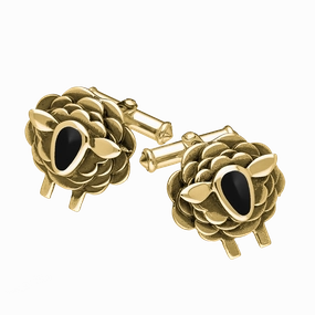 9ct Yellow Gold Whitby Jet Sheep Cufflinks