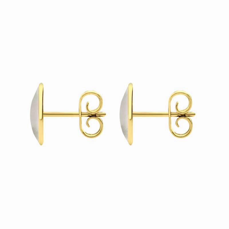 9ct Yellow Gold White Mother of Pearl 8 x 10mm Classic Large Oval Stud Earrings