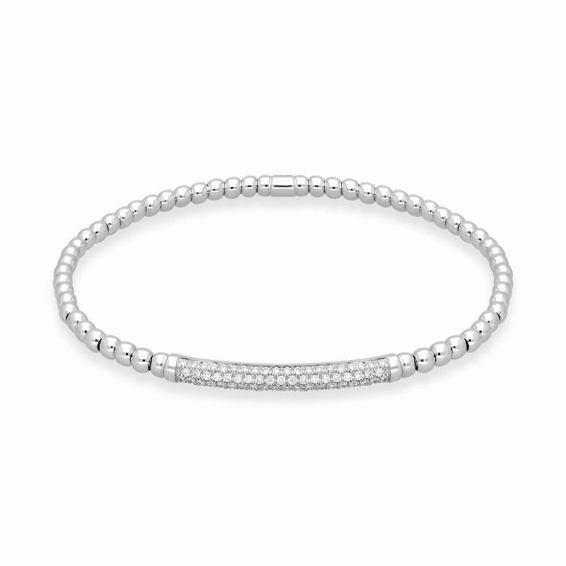 Al Coro 18ct White Gold 0.42ct Brilliant Cut Diamond Stretch Bracelet