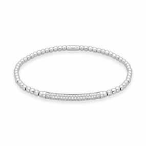 Al Coro 18ct White Gold 0.42ct Brilliant Cut Diamond Stretch Bracelet