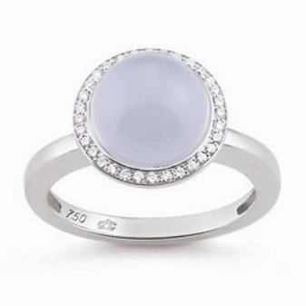 Al Coro Amici 18ct White Gold Chalcedony Diamond Pave Set Ring