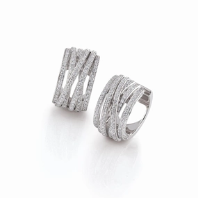 Al Coro Mezzaluna 18ct White Gold 1.74ct Diamond Hoop Earrings