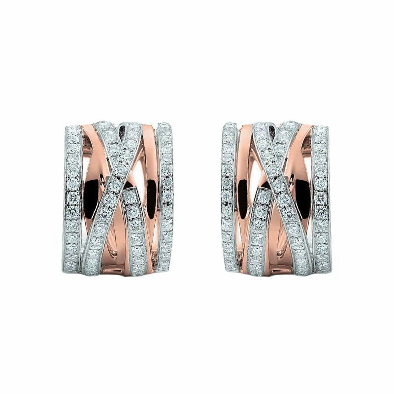 Al Coro Serenata 18ct Rose Gold 0.83ct Diamond Crossover Earrings