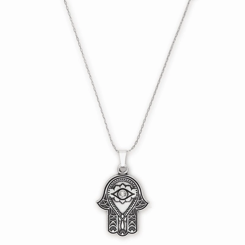 Alex And Ani Hand of Fatima Silver Necklace
