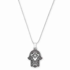 Alex And Ani Hand of Fatima Silver Necklace