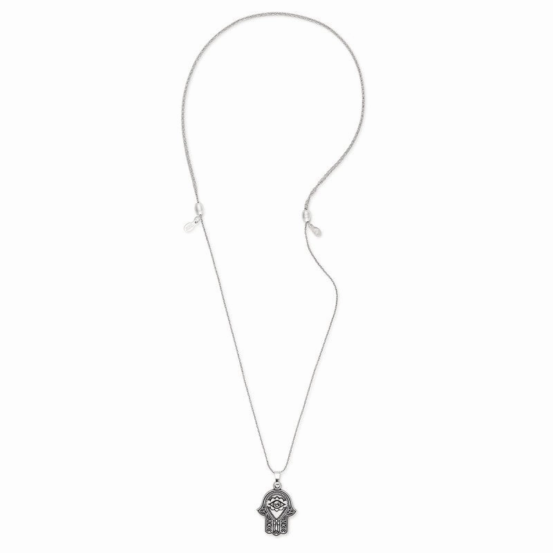 Alex And Ani Hand of Fatima Silver Necklace