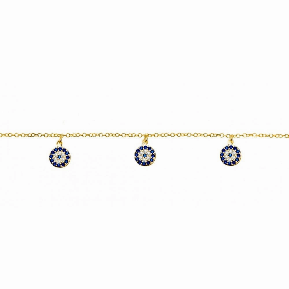 Anklet - Circle CZ Evil Eye - 2 colours