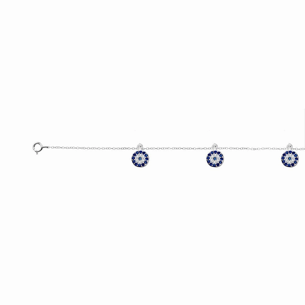 Anklet - Circle CZ Evil Eye - 2 colours