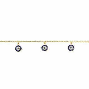 Anklet - Circle CZ Evil Eye - 2 colours