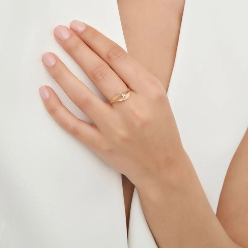Annamaria Cammilli 18ct Orange Apricot Gold 0.1ct Diamond Dune Assolo Series Ring