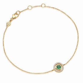 Astley Clarke Mini Icon Aura 14ct Yellow Gold Diamond Emerald Bracelet