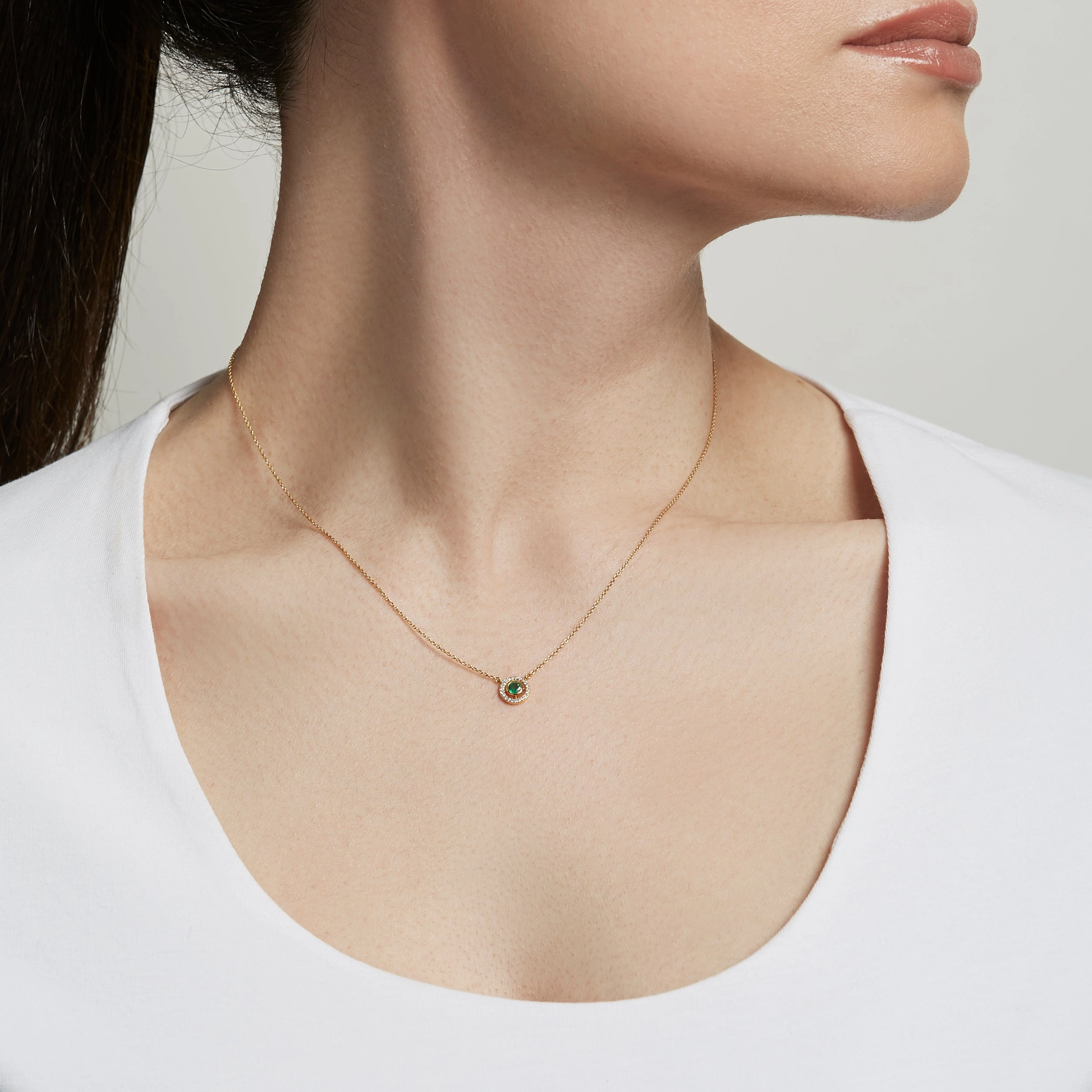 Astley Clarke Mini Icon Aura 14ct Yellow Gold Diamond Emerald Pendant