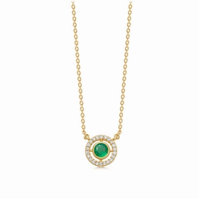Astley Clarke Mini Icon Aura 14ct Yellow Gold Diamond Emerald Pendant