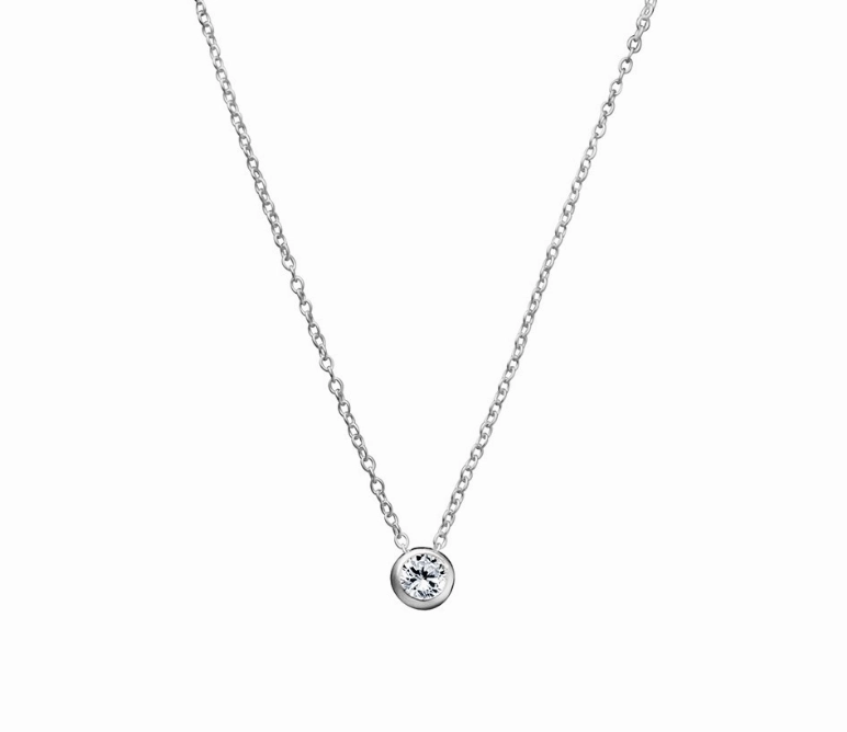 Bezel Setting CZ Necklace - 3 Colours