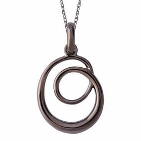 Black Rhodium Plated Sterling Silver Open Swirl Infinity Necklace