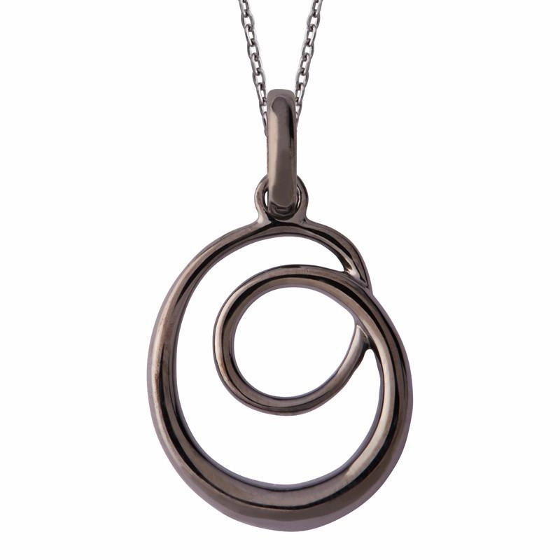 Black Rhodium Plated Sterling Silver Open Swirl Infinity Necklace