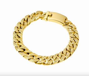 Bracelet -  Blaze S/Steel YGP Cuban Link w/ CZs