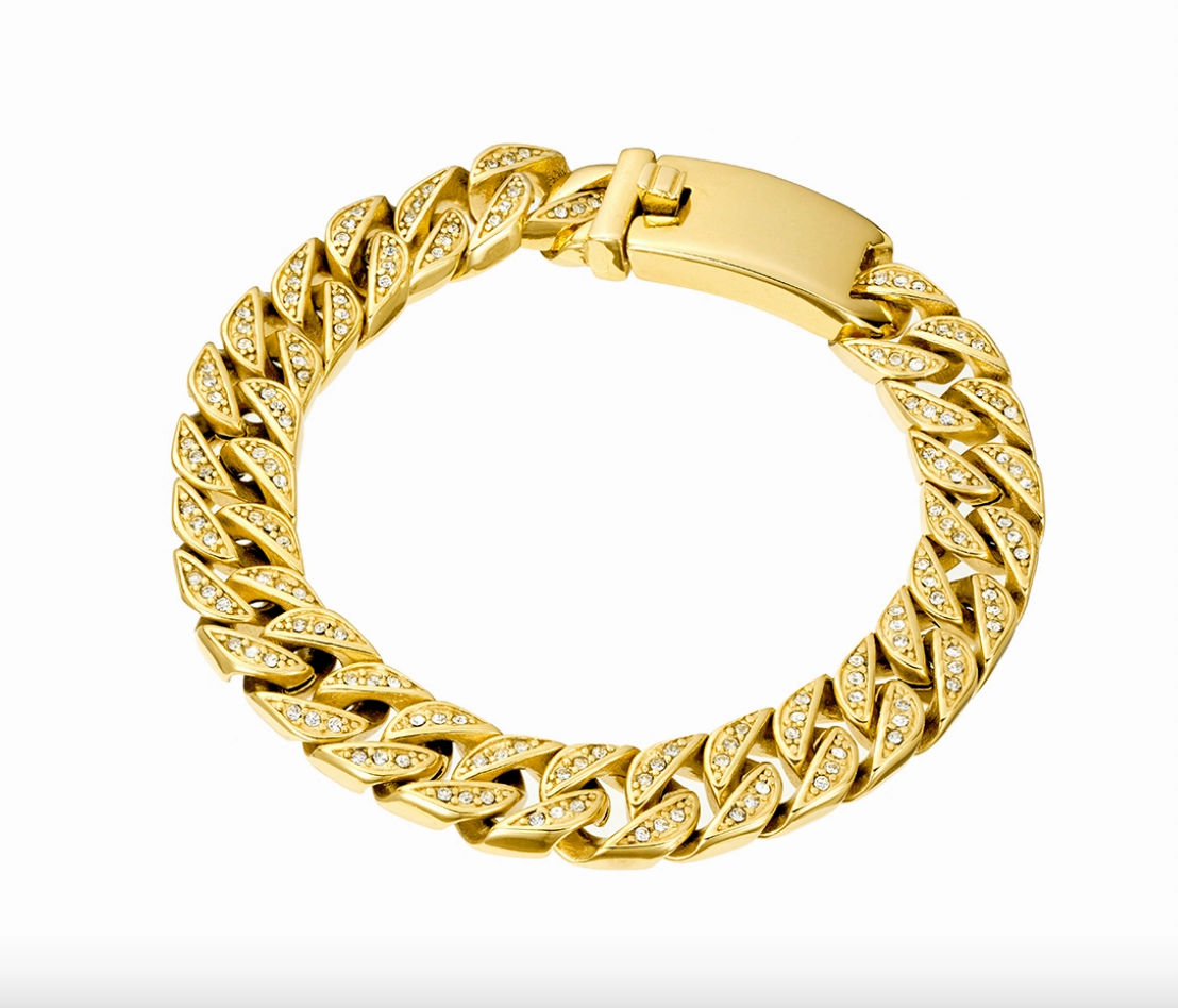 Bracelet -  Blaze S/Steel YGP Cuban Link w/ CZs