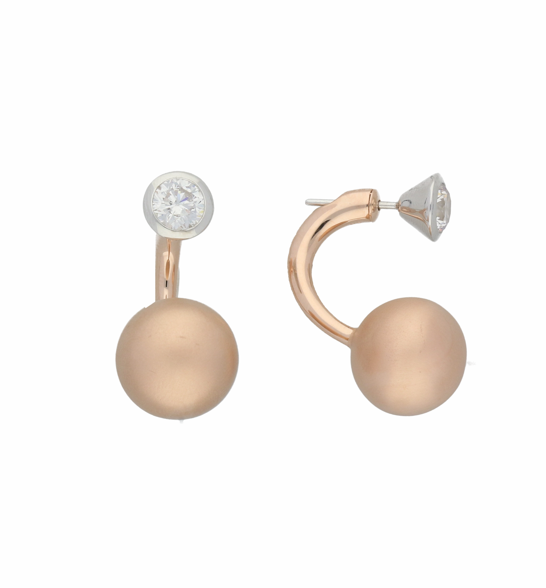C W Sellors Earrings Front Back Rose Gold Plating And CZ