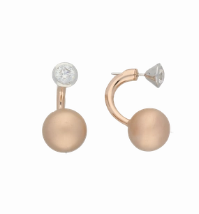 C W Sellors Earrings Front Back Rose Gold Plating And CZ