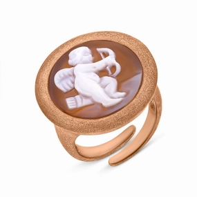 Cameo Italy Rose Gold Plated Sterling Silver Cupid Ring D