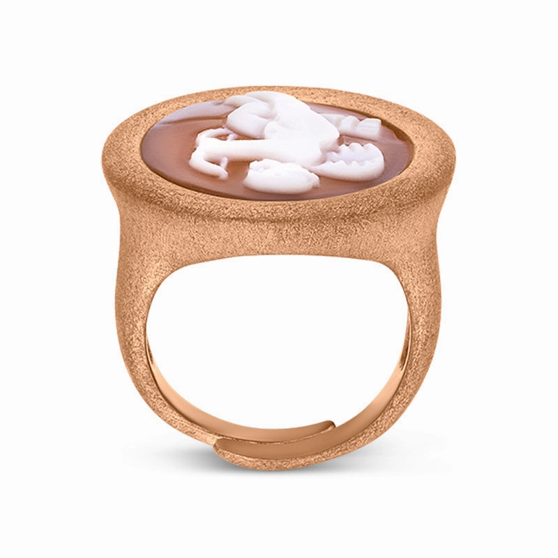 Cameo Italy Rose Gold Plated Sterling Silver Cupid Ring D