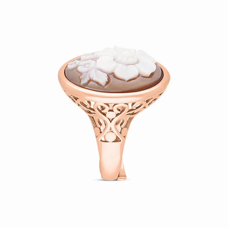 Cameo Italy Rose Gold Plated Sterling Silver Flower Bunch Ring D