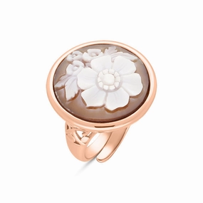 Cameo Italy Rose Gold Plated Sterling Silver Flower Bunch Ring D