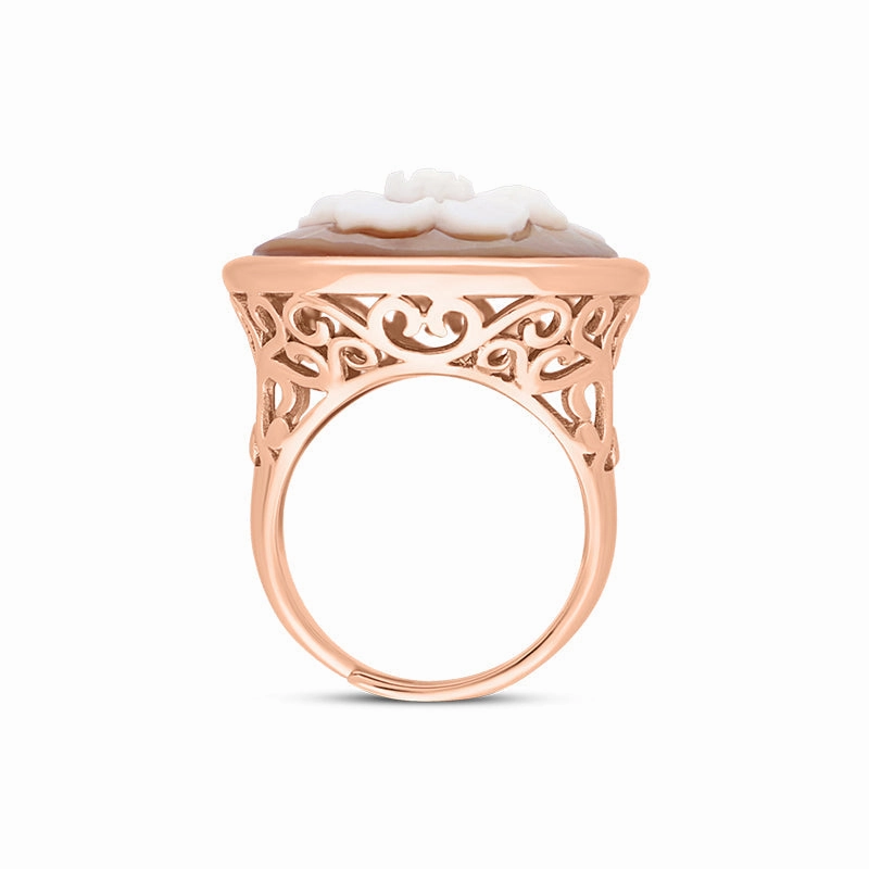 Cameo Italy Rose Gold Plated Sterling Silver Flower Bunch Ring D