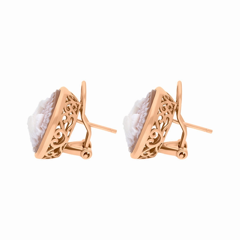 Cameo Italy Rose Gold Plated Sterling Silver Peacock Earrings D