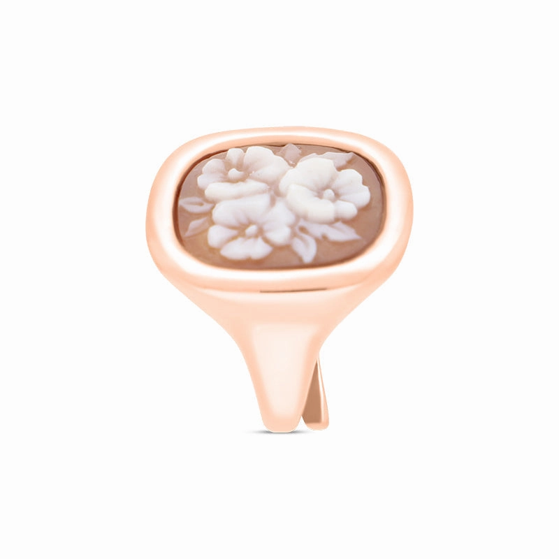 Cameo Italy Rose Gold Plated Sterling Silver Square Triple Flower Ring D