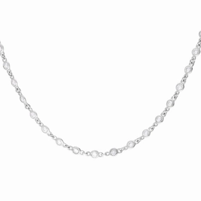 Cameo Italy Sterling Silver Cubic Zirconia Chain Necklace D