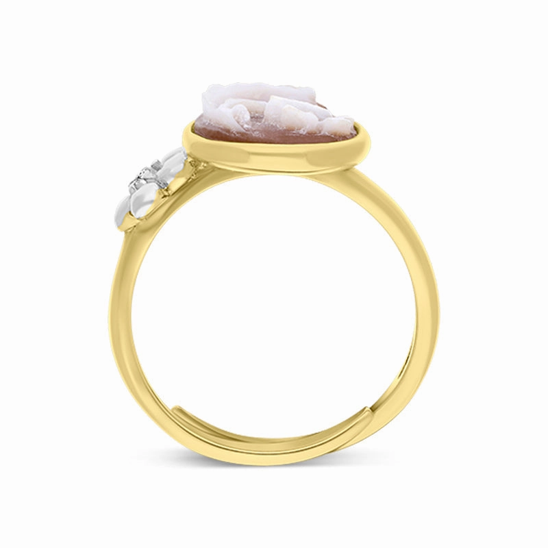 Cameo Italy Yellow Gold Plate Sterling Silver Vine Flower Ring D