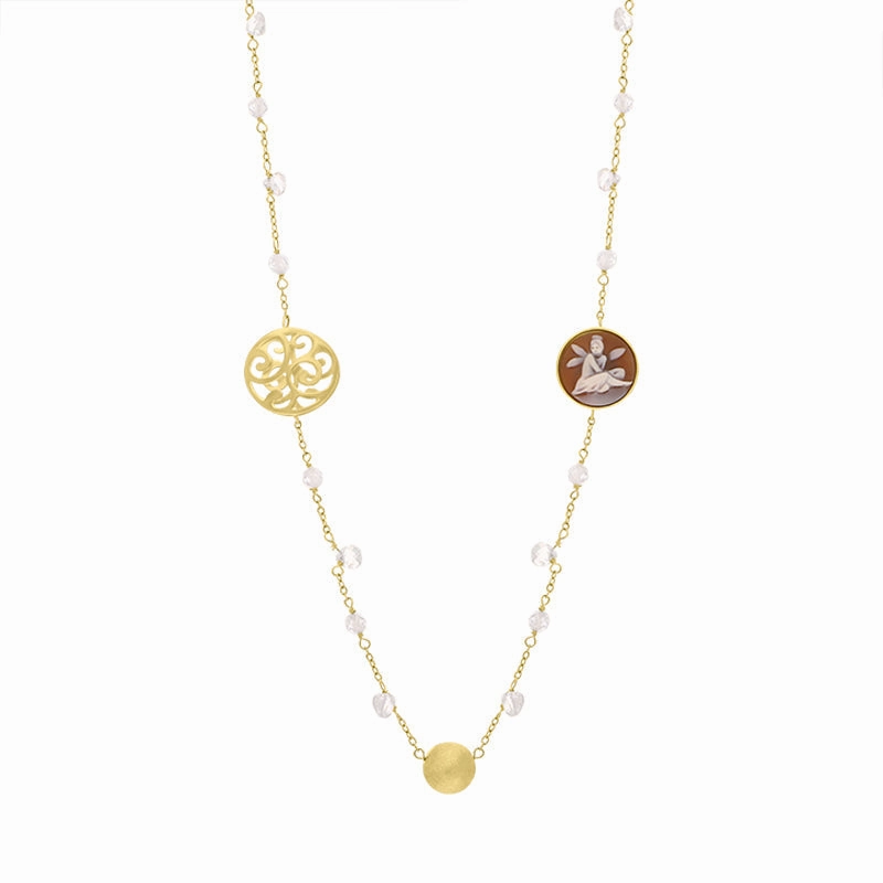 Cameo Italy Yellow Gold Plated Sterling Silver Fairy Necklace D